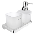 NIMCO MA 2905831C-26 - Seinäsaippuanannostelija ja hammasharjateline MAYA 320 mm matta lasi/kiiltävä kromi
