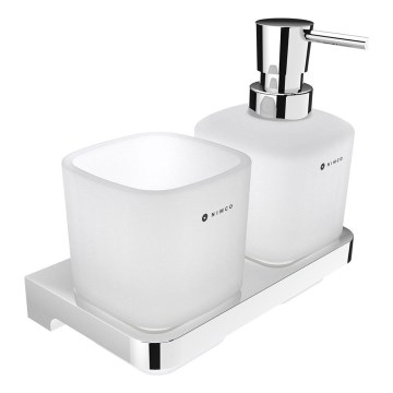 NIMCO MA 2905831C-26 - Seinäsaippuanannostelija ja hammasharjateline MAYA 320 mm matta lasi/kiiltävä kromi