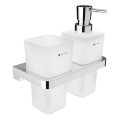 NIMCO MA 2905831H-26 - Seinäsaippuanannostelija ja hammasharjateline MAYA 290 mm matta lasi/kiiltävä kromi