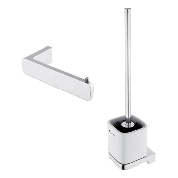NIMCO MA setti-94KN-26 - Seinälle kiinnitettävä wc-harja ja wc-paperiteline MAYA kiiltävä kromi
