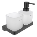 NIMCO MAC 2905831C-T-90 - Seinäsaippuanannostelija ja hammasharjateline MAYA 320 mm matta lasi/matta musta