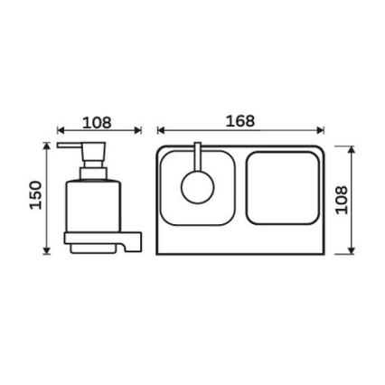 NIMCO MAC 2905831K-T-90 - Seinäsaippuanannostelija ja hammasharjateline MAYA 320 mm valkoinen/matta musta