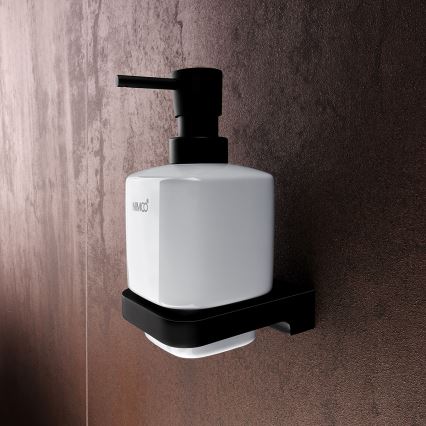 NIMCO MAC setti-31K-T-90 - Seinään kiinnitettävä saippua-annostelija, hammasharjateline ja seinäkoukku MAYA 320 mm valkoinen/matta musta