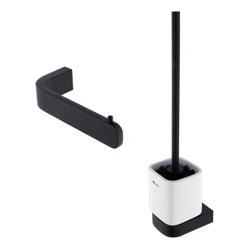 NIMCO NKC setti-94KN-90 - Seinälle kiinnitettävä wc-harja ja wc-paperiteline NIKAU valkoinen/matta musta