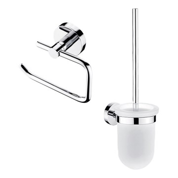 NIMCO UN setti-94WN-26 - Seinälle kiinnitettävä wc-harja ja wc-paperiteline UNIX kiiltävä kromi