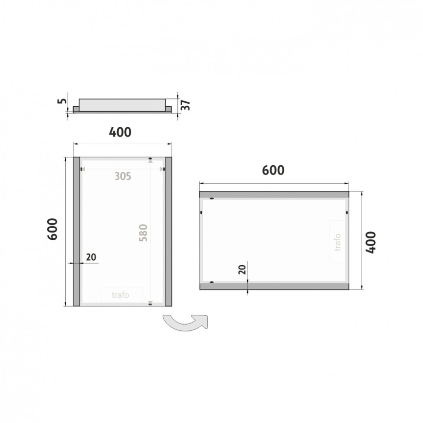 NIMCO ZP 11000 - LED-taustavalaistu kylpyhuonepeili LED/18W/230V 6500K 60x40 cm IP44