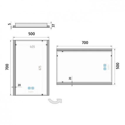 NIMCO ZP 11001VX - himmennettävä LED-taustavalaistu kylpyhuonepeili LED/21W/230V 3000–6500K 70x50 cm IP44