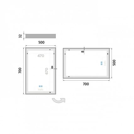 NIMCO ZP 13001VX - LED-himmennettävä, taustavalaistu kylpyhuonepeili LED/35W/230V 3000-6500K 70x50 cm IP44