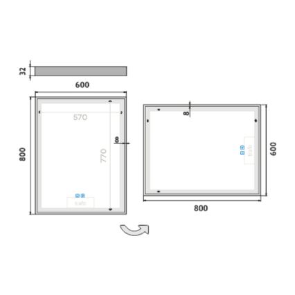 NIMCO ZP 13002VX - LED-himmennettävä taustavalaistu kylpyhuonepeili LED/41W/230V 3000-6500K 80x60 cm IP44