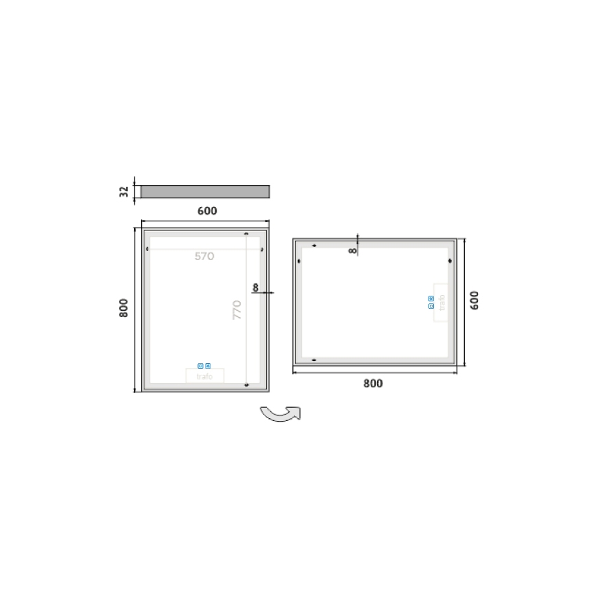 NIMCO ZP 13002VX - LED-himmennettävä taustavalaistu kylpyhuonepeili LED/41W/230V 3000-6500K 80x60 cm IP44