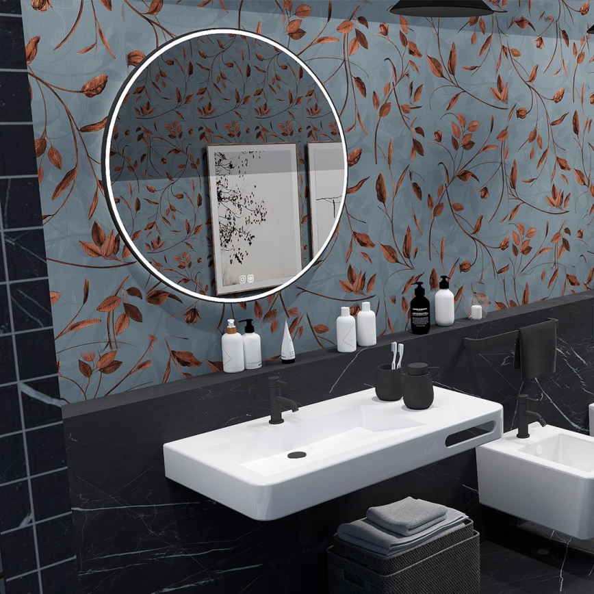 NIMCO ZPC 28000RVX-90 - Himmennettävä LED-taustavalaistu kylpyhuonepeili LED/26 W/230 V 3000–6500 K Ø 60 cm mattamusta IP44