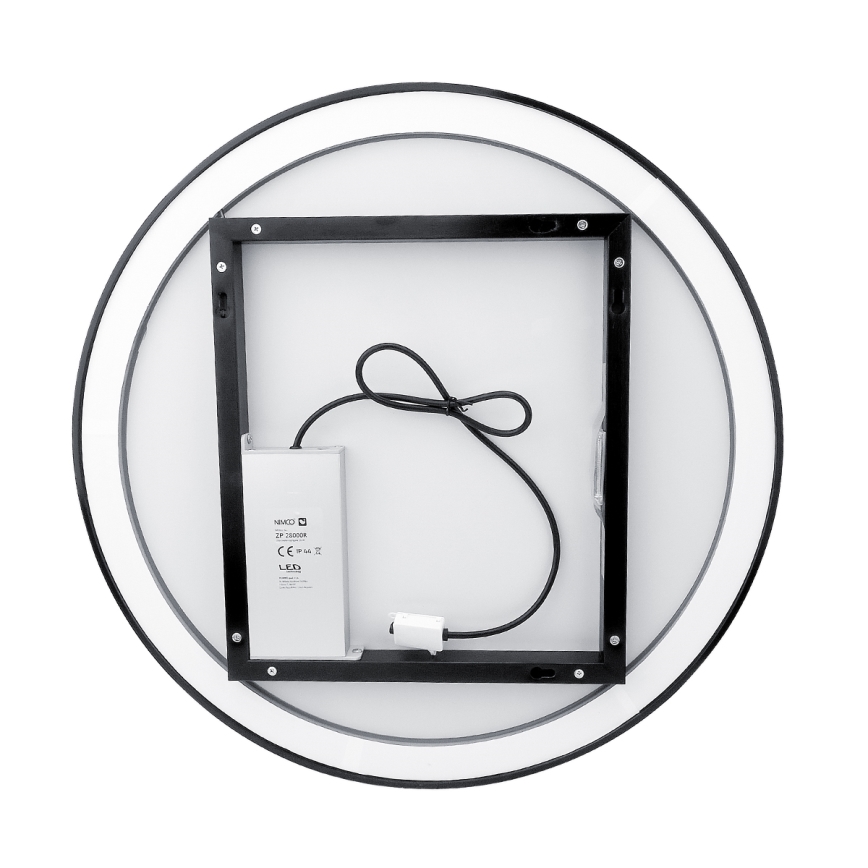 NIMCO ZPC 28000RVX-90 - Himmennettävä LED-taustavalaistu kylpyhuonepeili LED/26 W/230 V 3000–6500 K Ø 60 cm mattamusta IP44