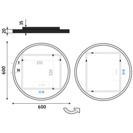 NIMCO ZPC 28000RVX-90 - Himmennettävä LED-taustavalaistu kylpyhuonepeili LED/26 W/230 V 3000–6500 K Ø 60 cm mattamusta IP44