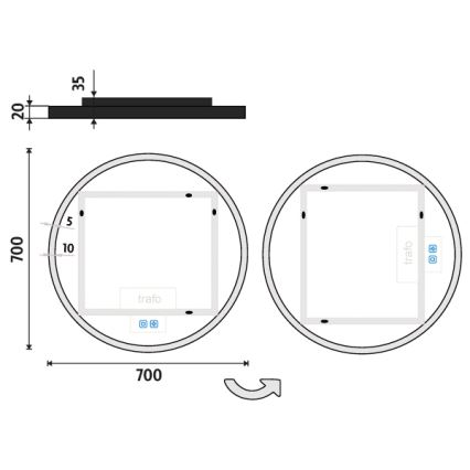NIMCO ZPC 28001RVX-90 - LED-himmennettävä taustavalaistu kylpyhuonepeili LED/33W/230V 3000-6500K Ø 70 cm mattamusta IP44