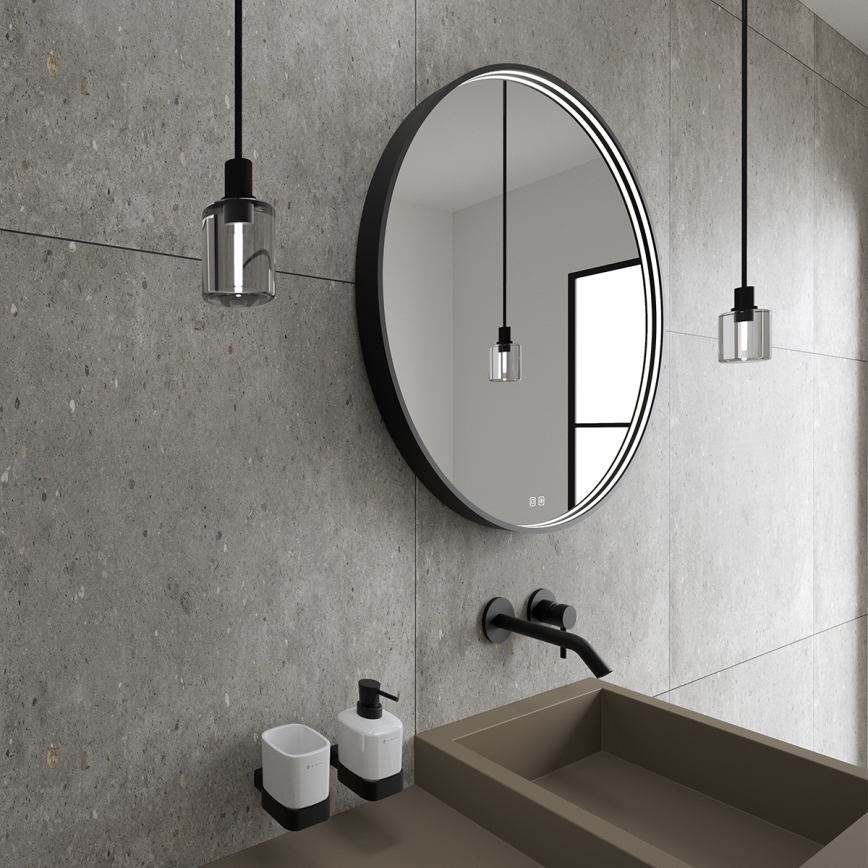 NIMCO ZPC 31001RVX-90 - himmennettävä, taustavalaistu LED-kylpyhuoneen peili LED/22W/230V 3000–6500K Ø 70 cm mattamusta IP44