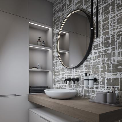 NIMCO ZPC 31001RVX-90 - himmennettävä, taustavalaistu LED-kylpyhuoneen peili LED/22W/230V 3000–6500K Ø 70 cm mattamusta IP44