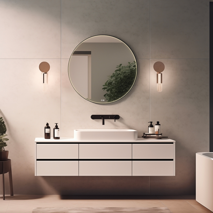 NIMCO ZPC 31001RVX-90 - himmennettävä, taustavalaistu LED-kylpyhuoneen peili LED/22W/230V 3000–6500K Ø 70 cm mattamusta IP44