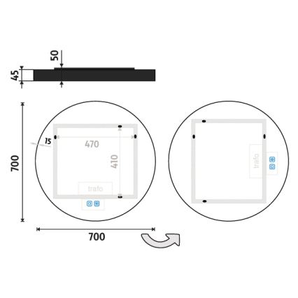 NIMCO ZPC 31001RVX-90 - himmennettävä, taustavalaistu LED-kylpyhuoneen peili LED/22W/230V 3000–6500K Ø 70 cm mattamusta IP44