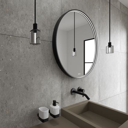 NIMCO ZPC 31002RVX-90 - himmennettävä LED-kylpyhuonepeili, taustavalaistu, LED/26W/230V 3000-6500K Ø 80 cm mattamusta IP44