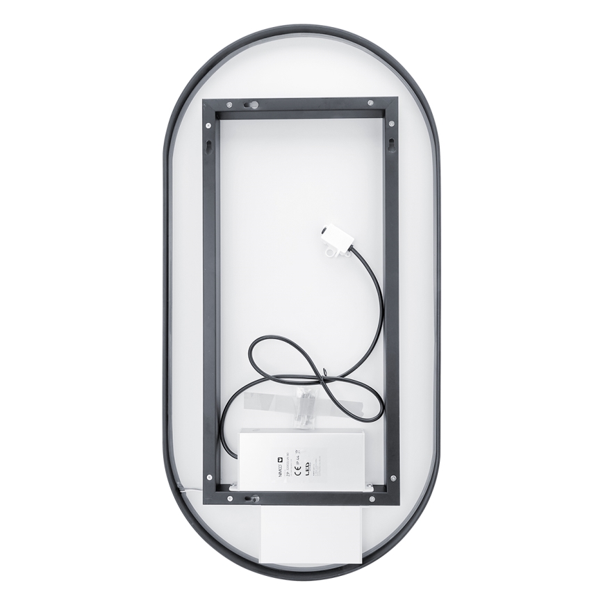 NIMCO ZPC 32002LVX-90 - himmennettävä LED-taustavalaistu kylpyhuonepeili, 25W, 230V, 3000–6500K, 80x40 cm, mattamusta, IP44
