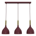 NOAK-riippuvalaisin vaijerilla 3xE27/15W/230V burgundinpunainen