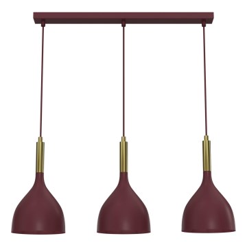 NOAK-riippuvalaisin vaijerilla 3xE27/15W/230V burgundinpunainen