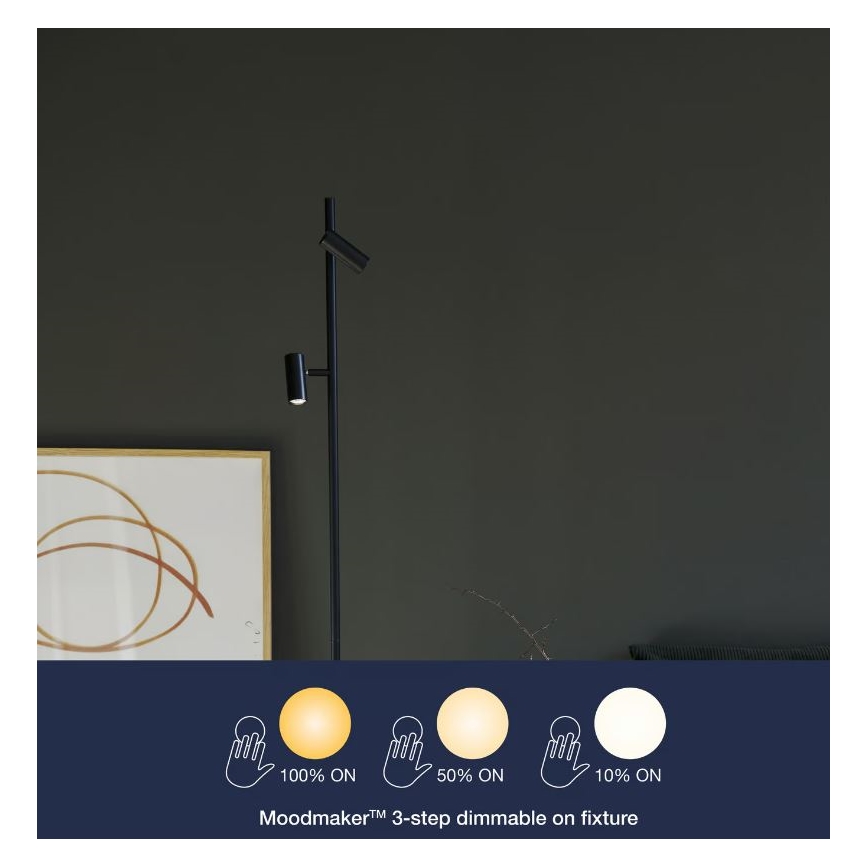 Nordlux - LED Himmennettävä kosketus lattialamppu OMARI 2xLED/3,2W/230V musta