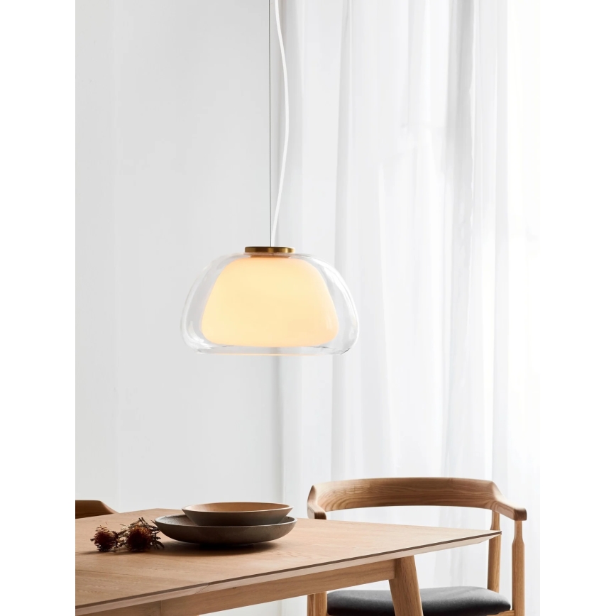 Nordlux - JELLY riippuvalaisin vaijerilla 1xE27/40W/230V valkoinen/läpinäkyvä halkaisija 39 cm