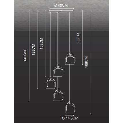 Nordlux - Kattokruunu johdossa BOSHI 5xE14/40W/230V