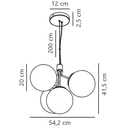 Nordlux - Kattokruunu johdossa IVONA 4xE27/28W/230V kulta