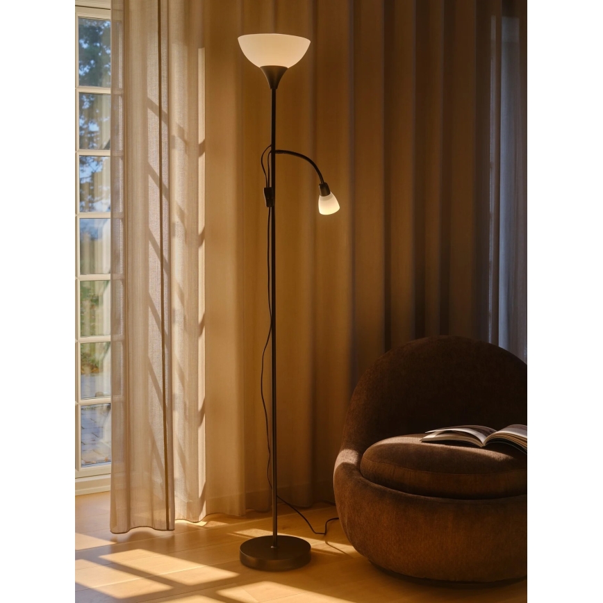 Nordlux - Lattialamppu LAURIA 1xE27/40W/230V + 1xE14/15W musta
