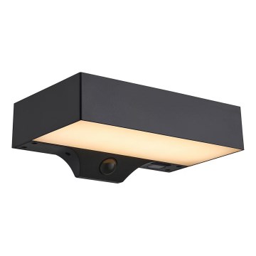 Nordlux - LED aurinkokennoseinävalaisin anturilla MONAY LED/5W/5V 3000K IP44 2000 mAh musta