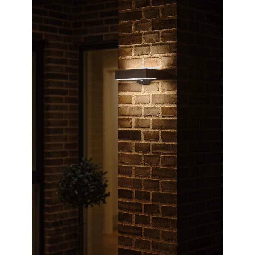 Nordlux - LED aurinkokennoseinävalaisin anturilla MONAY LED/5W/5V 3000K IP44 2000 mAh musta