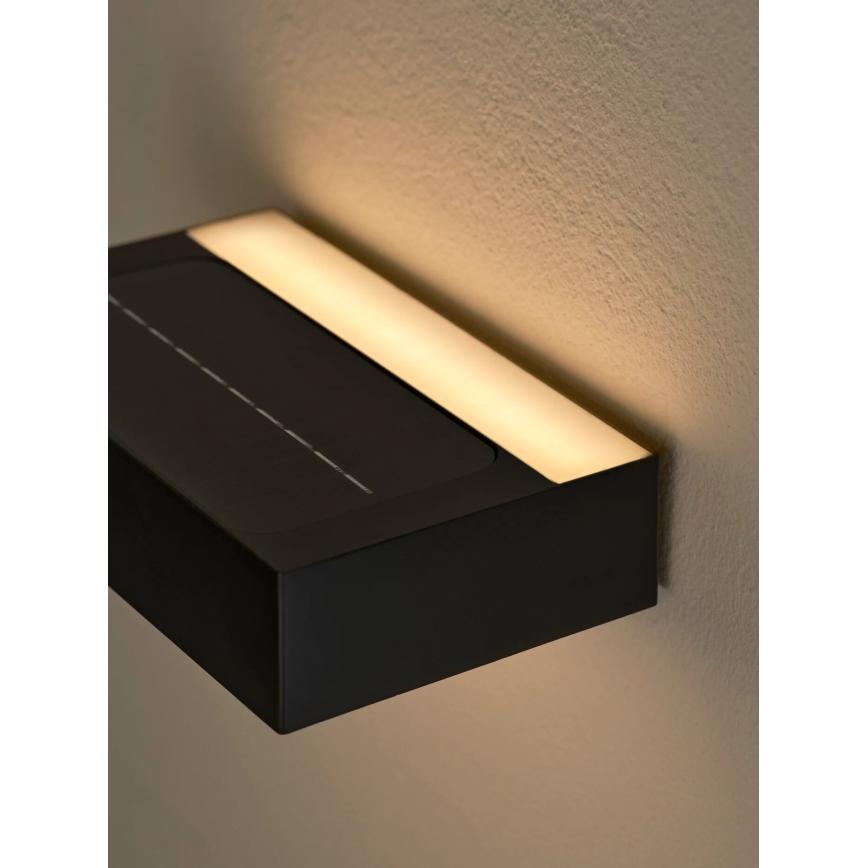 Nordlux - LED aurinkokennoseinävalaisin anturilla MONAY LED/5W/5V 3000K IP44 2000 mAh musta