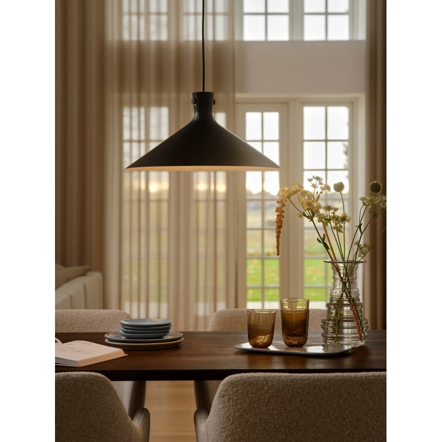 Nordlux - Riippuvalaisin johdolla DORINA 1xE27/60W/230V musta halkaisija 45 cm