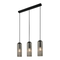 Nordlux - Riippuvalaisin kaapelilla MIELLA 3xE27/25W/230V musta/savunharmaa