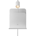 Nordlux - Seinään kiinnitettävä kohdevalaisin hyllyllä ja USB-liitännällä ROOMI 1xGU10/8W/230V valkoinen