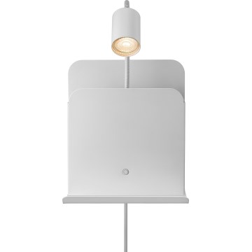 Nordlux - Seinään kiinnitettävä kohdevalaisin hyllyllä ja USB-liitännällä ROOMI 1xGU10/8W/230V valkoinen