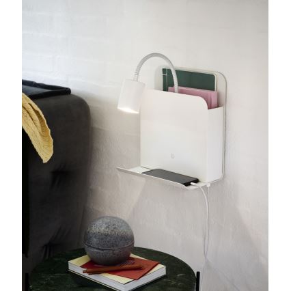 Nordlux - Seinään kiinnitettävä kohdevalaisin hyllyllä ja USB-liitännällä ROOMI 1xGU10/8W/230V valkoinen