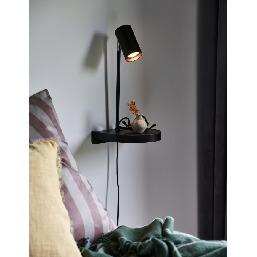Nordlux - Seinävalaisin hyllyllä CODY 1xGU10/15W/230V musta