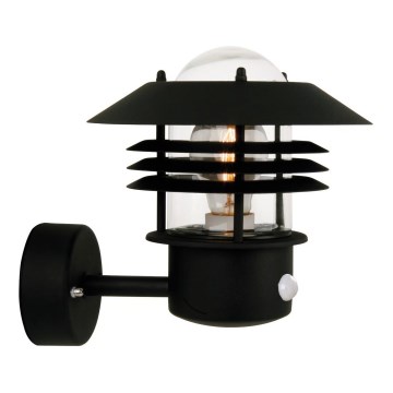Nordlux - Ulkoseinävalaisin liiketunnistimella VEJERS 1xE27/60W/230V IP54 musta