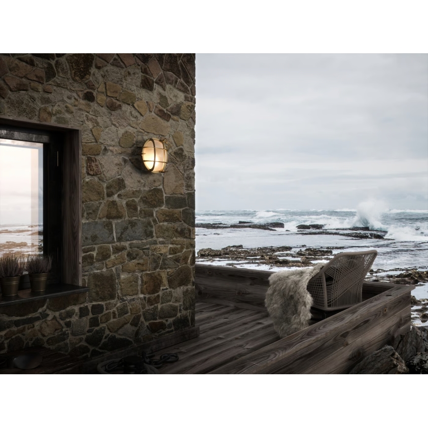 Nordlux - Ulkoseinävalaisin POLPERRO 1xE27/12,5W/230V IP64 messinki