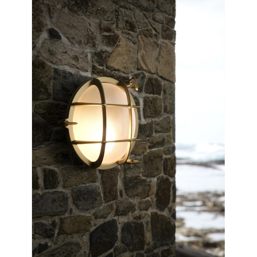 Nordlux - Ulkoseinävalaisin POLPERRO 1xE27/12,5W/230V IP64 messinki