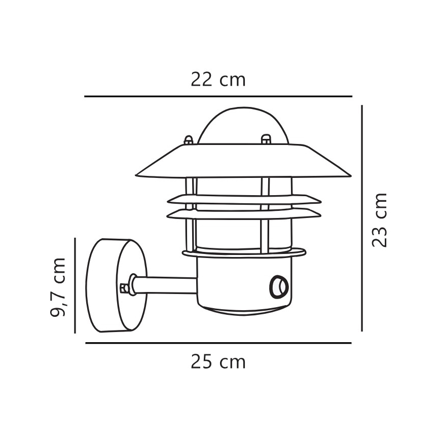 Nordlux - Ulkovalo anturilla BLOKHUS 1xE27/60W/230V IP54 musta