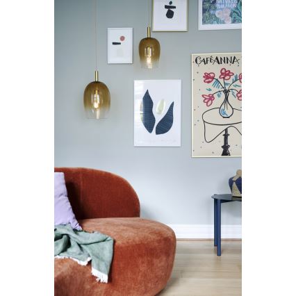 Nordlux - UMA-riippuvalaisin vaijerilla 1xE27/40W/230V halkaisija 23 cm ruskea/savunharmaa