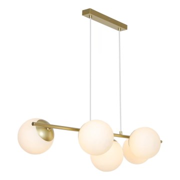 Nordlux - Vaijerilla ripustettava riippuvalaisin LILLY 5xE14/10W/230V messinki