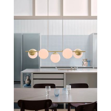 Nordlux - Vaijerilla ripustettava riippuvalaisin LILLY 5xE14/10W/230V messinki