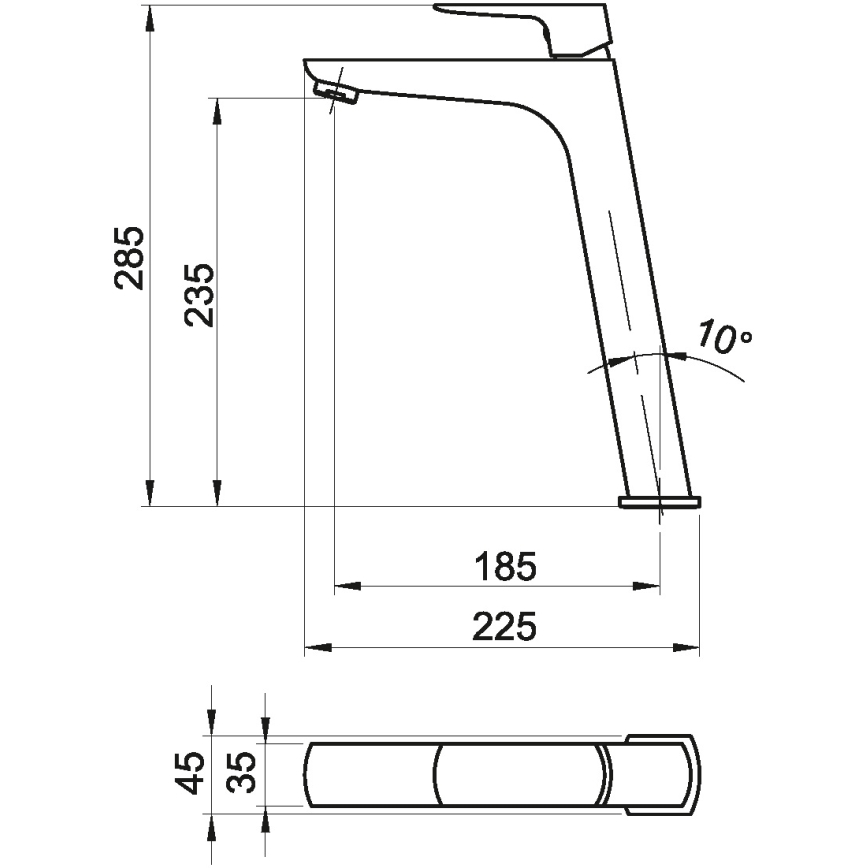 Novaservis - Altaan hana NOBLESS EGO 28,5 cm matta musta