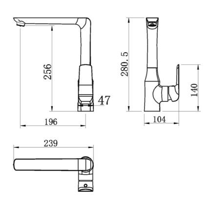 Novaservis - Keittiöhana NOBLESS TINA kiiltävä kromi