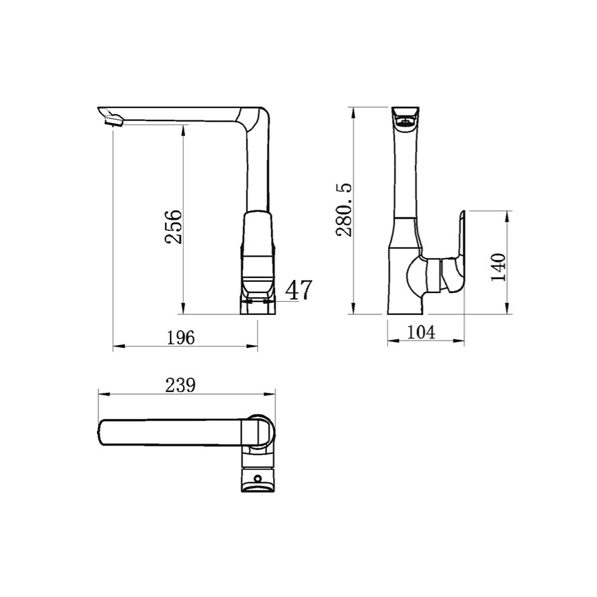 Novaservis - Keittiöhana NOBLESS TINA kiiltävä kromi